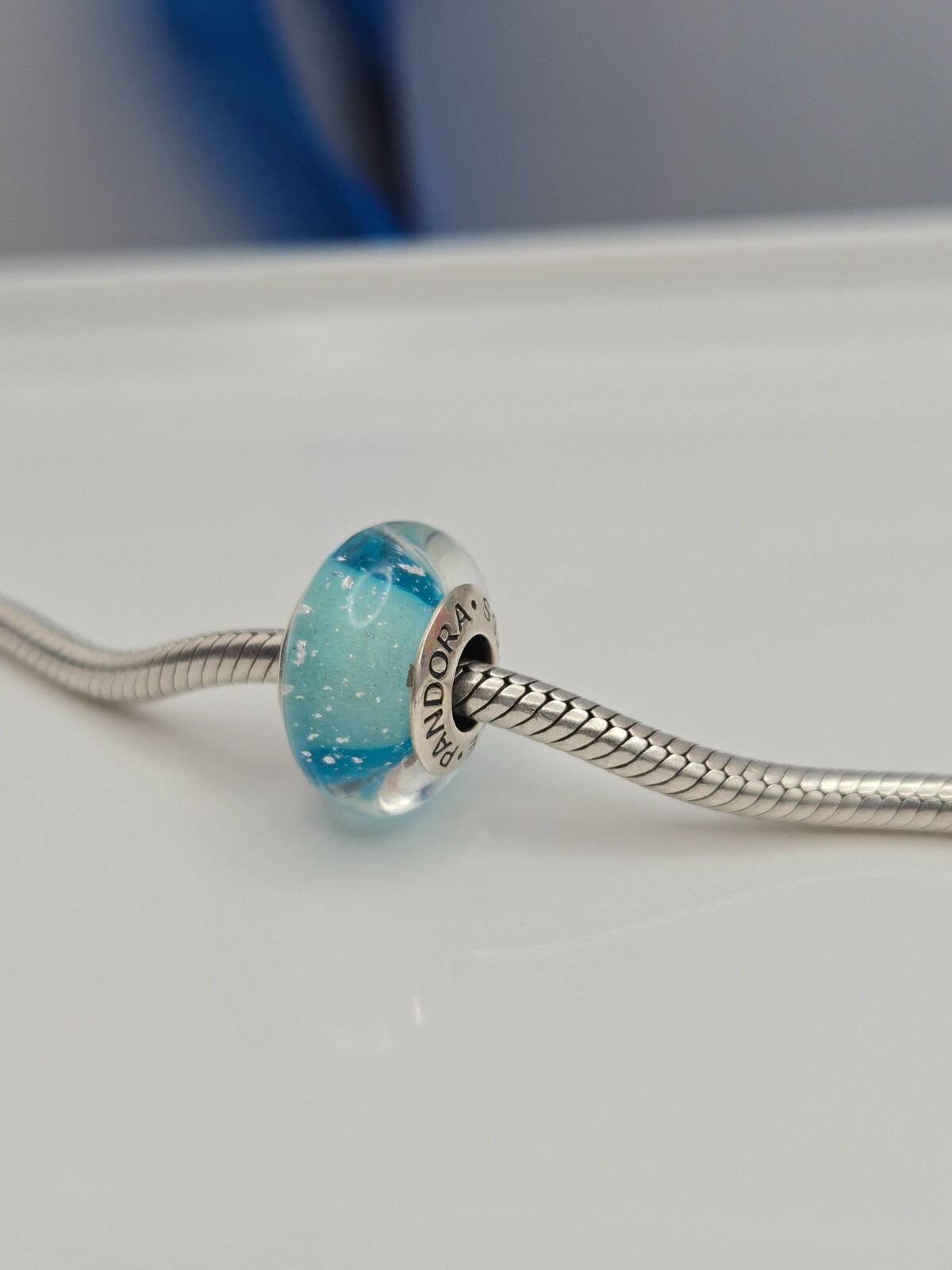 Authentic Pandora Disney Frozen Elsa’s Glass Silver Signature Murano Charm