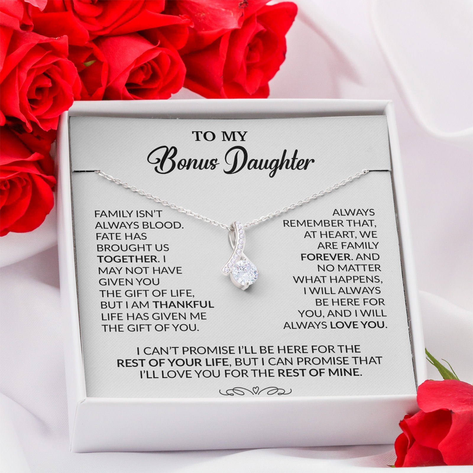 To My Bonus Daughter Necklace, Gift for Bonus Daughter, Step Daughter Birthday