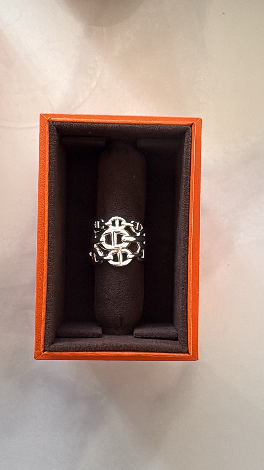 BNIB HERMES Chaine D’Ancre Enchainee Ring Large Model Silver size 59