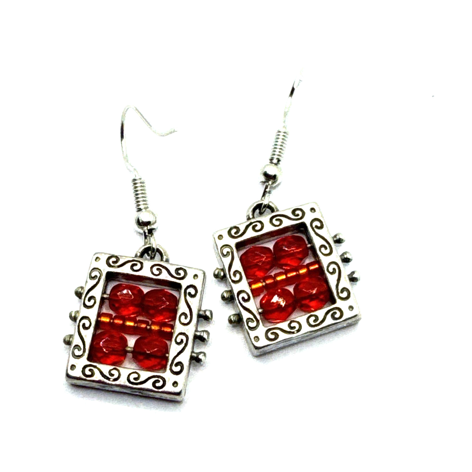 Brighton Beadazzled Bedazzled Red Beads Holiday Custom Silver Earrings