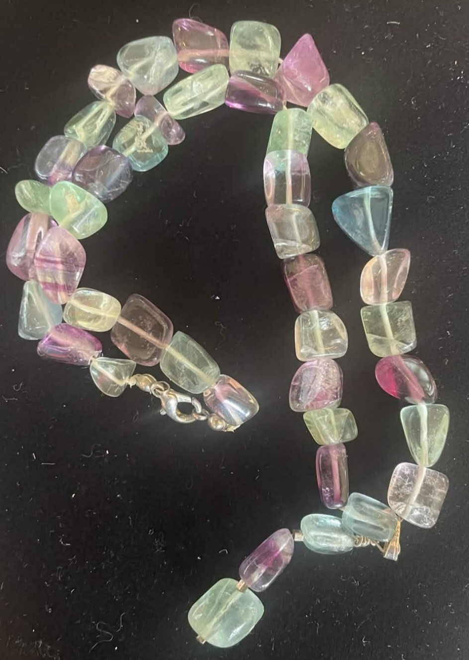 Green + Purple Multicolor Beaded Jewelry Set – Necklace + Bracelet. Gift Box