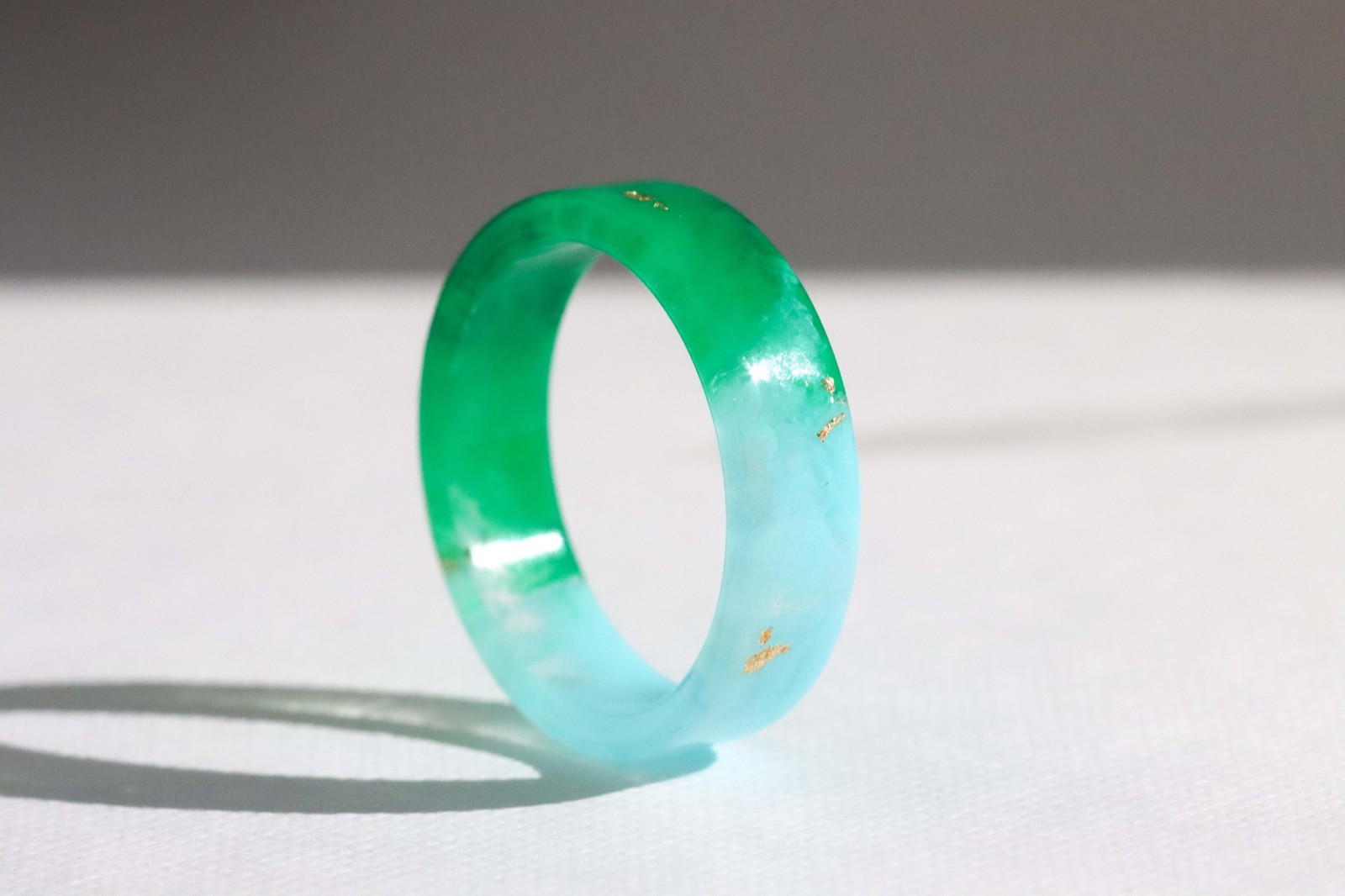 Green Blue Resin Ring Ombre Band Two Tone Minimal Jewelry Gift for Her