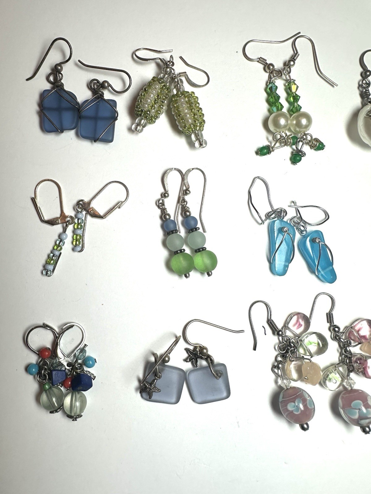 LOT 16 Pair Beaded Whimsical Colorful Pierced Earrings Dangle