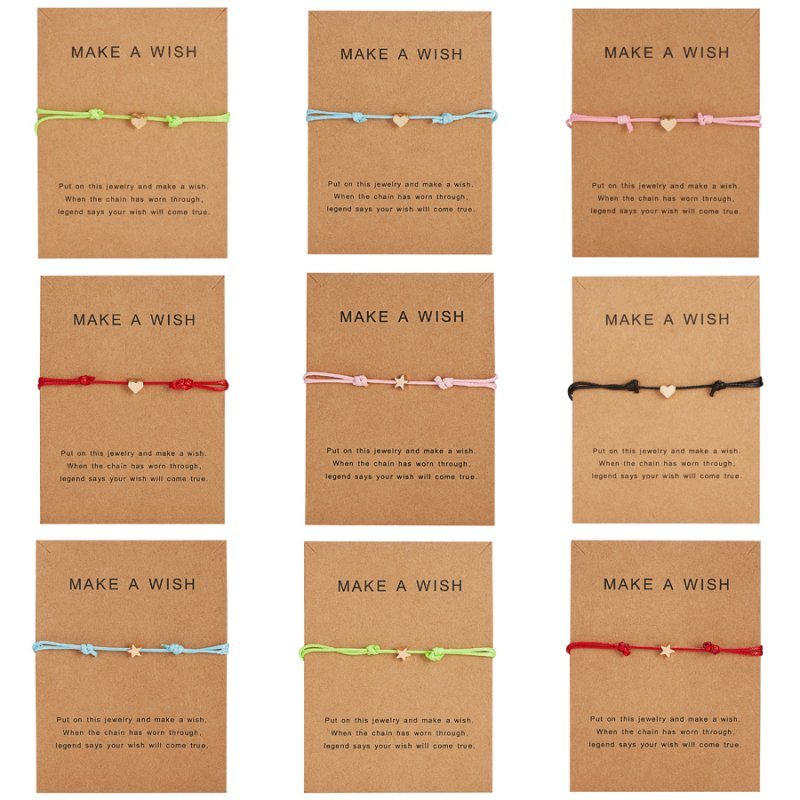 Multicolor Heart Card Bracelet Rope String Jewelry Lucky Gifts Bangle Adjustable