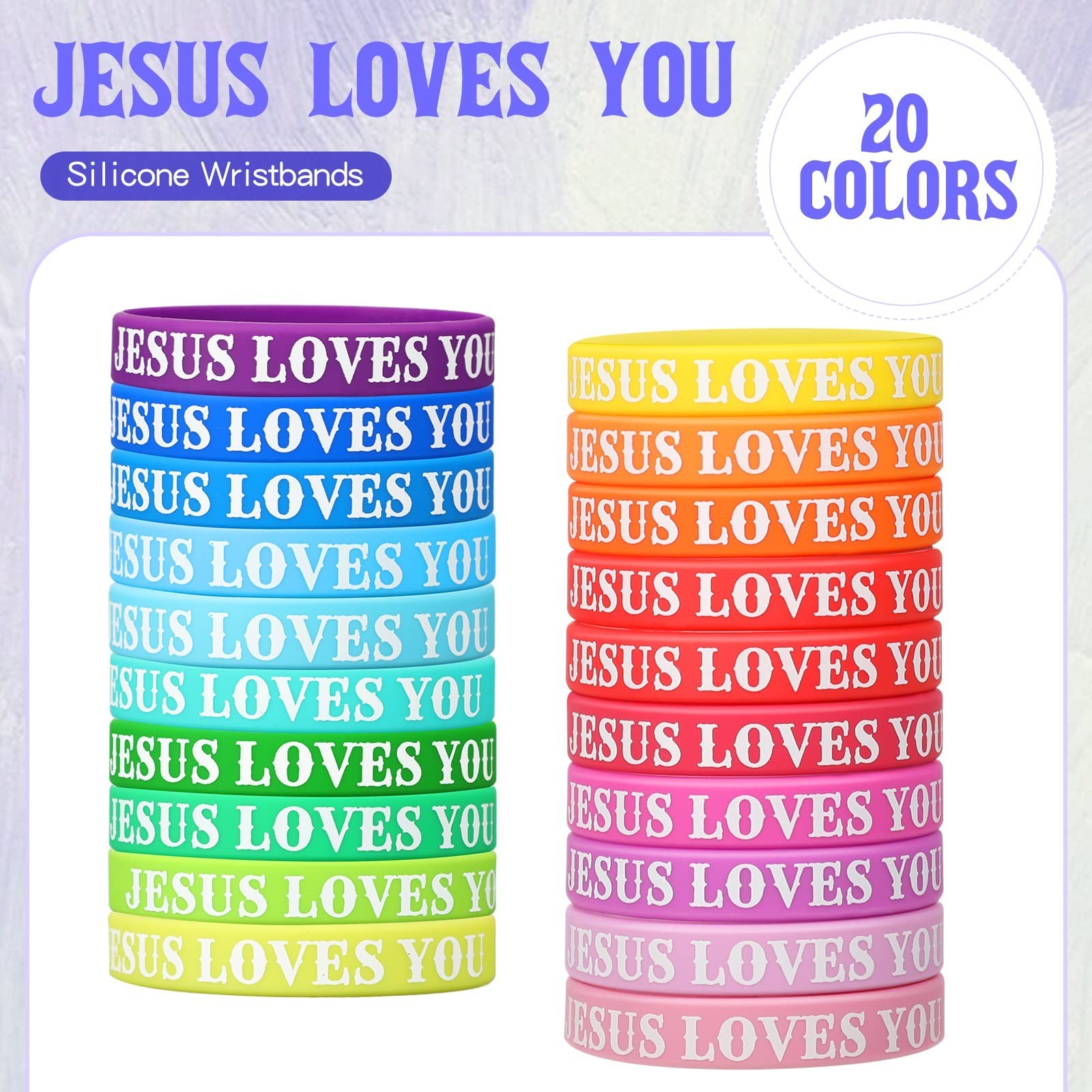 100 Pcs Jesus Loves You Bracelets – Colorful Silicone Rubber Wristbands for Men