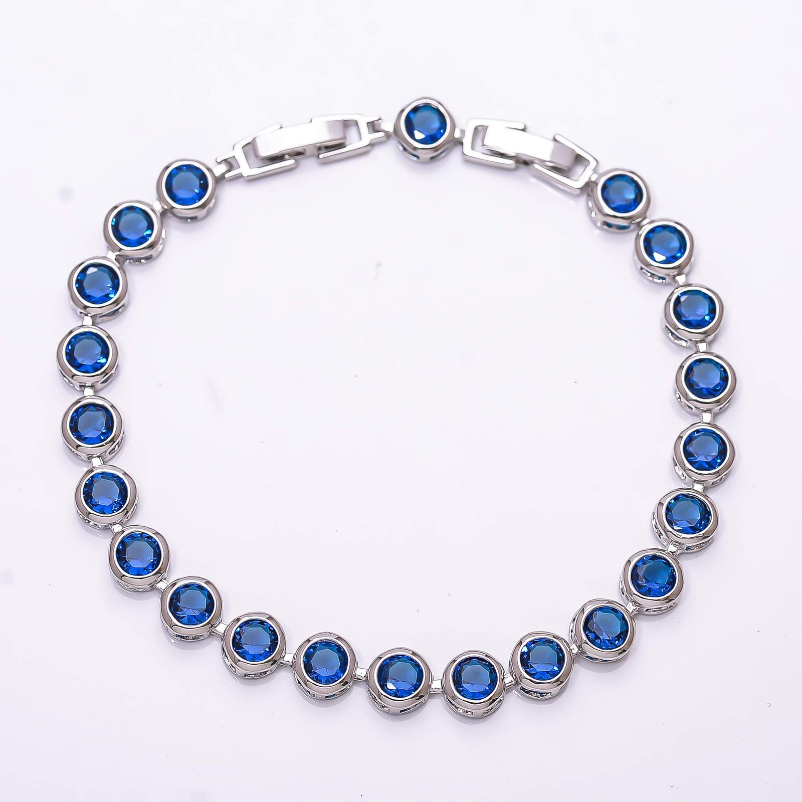 Blue Sapphire – Simulated 925 Sterling Silver Tennis Bracelet 7.99″ B_9733_689_9