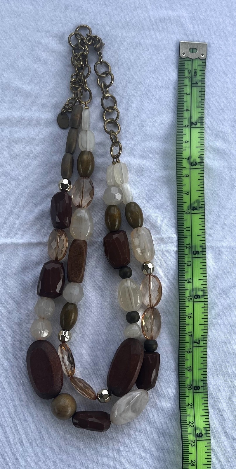 Vintage Style Statement Double Layer Necklace Ornate Fashion Brown Jewelry