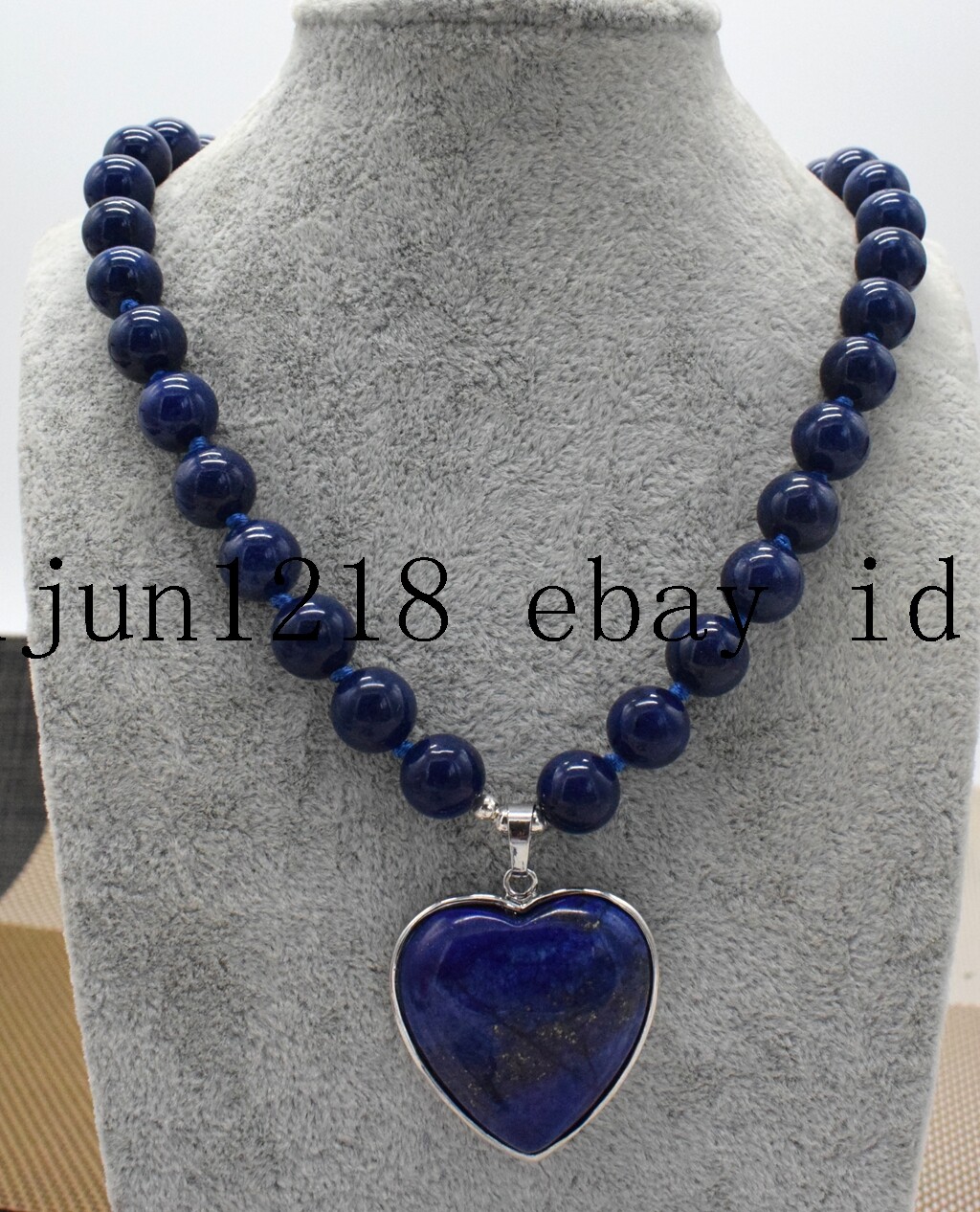 New 8mm 10mm 12mm Blue Lapis Lazuli Gemstone Heart Pendants Necklace 18”