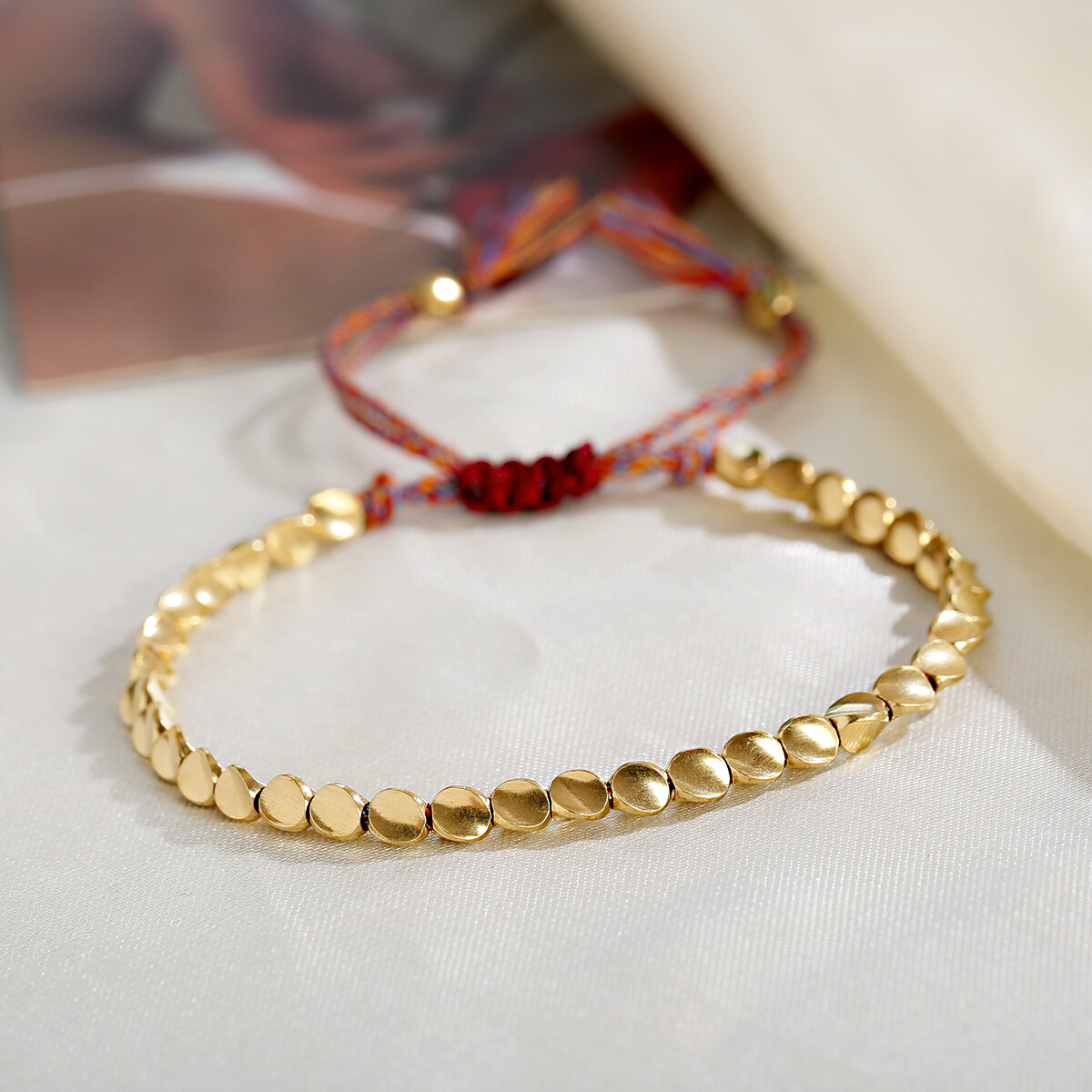 Lucky Red Rope Copper Beaded Bracelet Tibetan Buddhist Women Men Handmade Gift