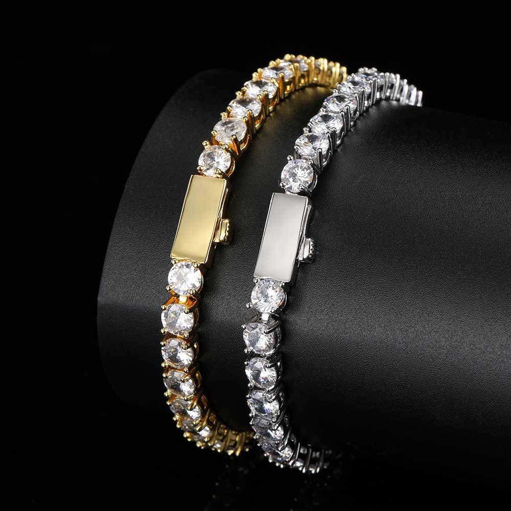 3/4/5MM Premium Iced Out 5A CZ Tennis Necklace bracelet VVS1 Clarity