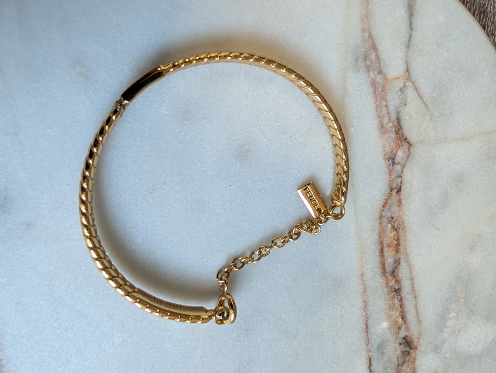 Vintage Fendi Gold-Plated “FF” Logo Bangle Bracelet – Repair & Restoration