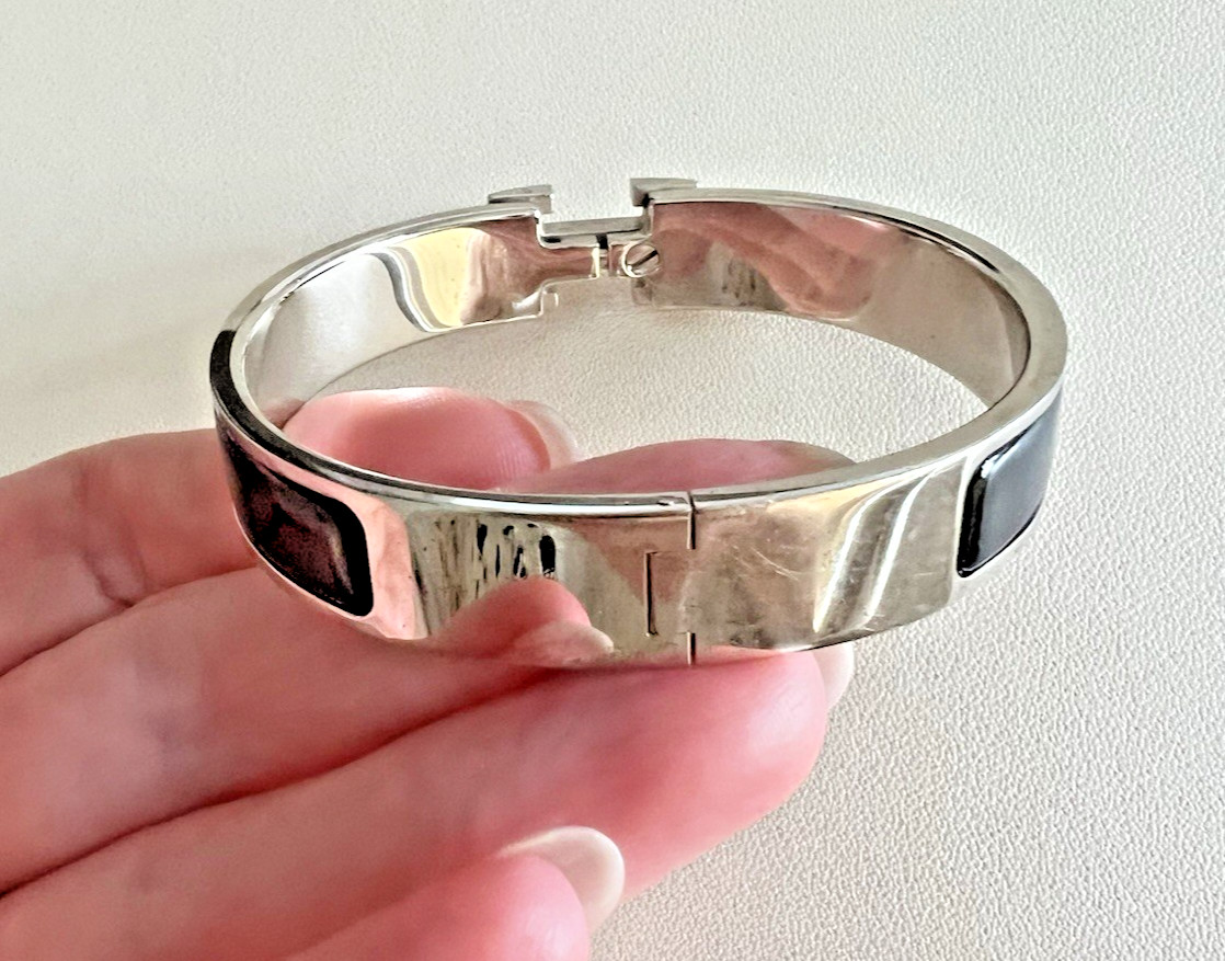 Authentic HERMÈS Clic H Bracelet PM – Black Enamel Palladium w/ Box & Pouch