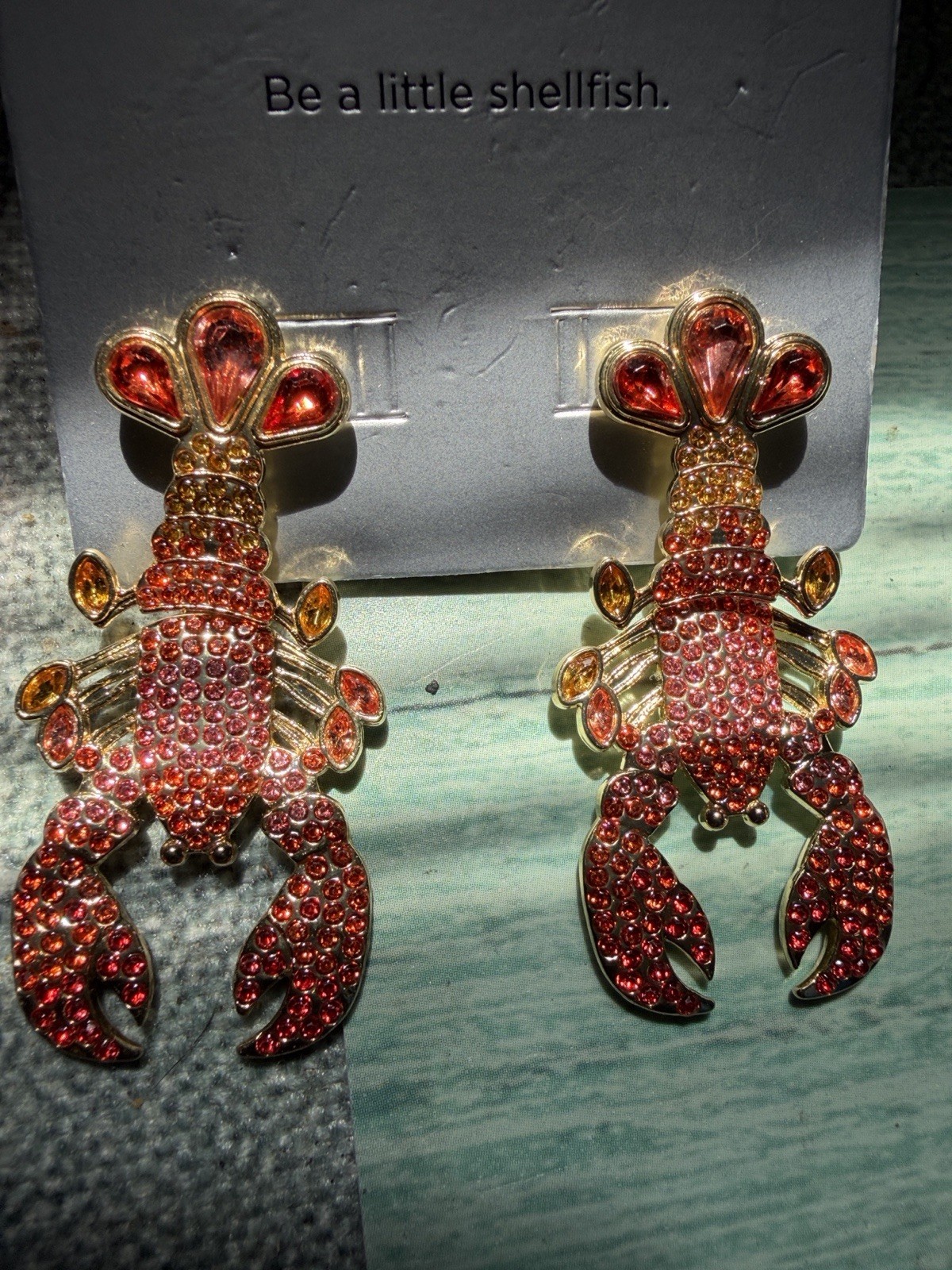 SUGARFIX by BaubleBar Claws Out Lobster Stud Earrings Red/Gold Crystal Pavé