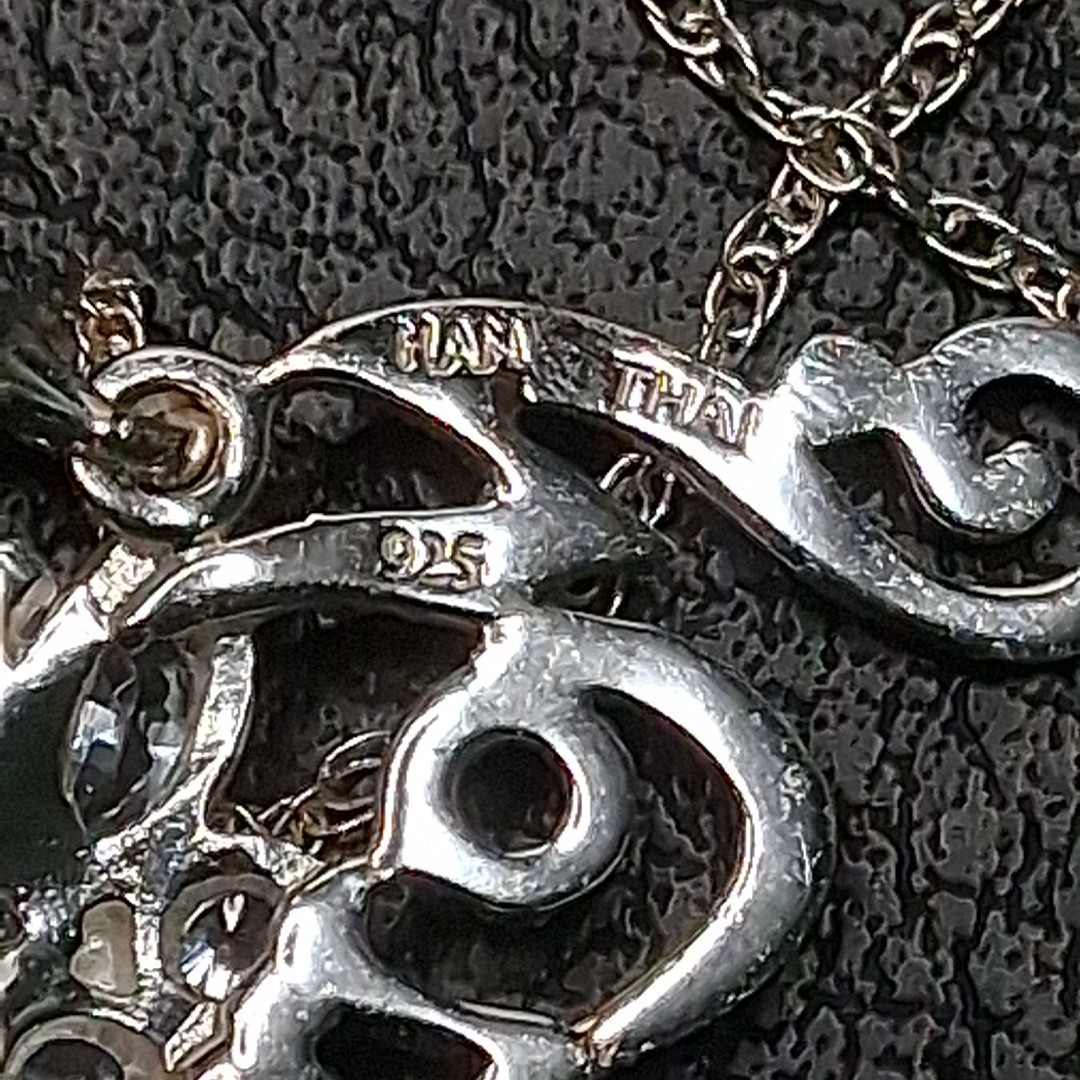 STERLING SILVER 925 Chain Necklace Initial “M” Pendant Whit CZ Butterfly. 15.129
