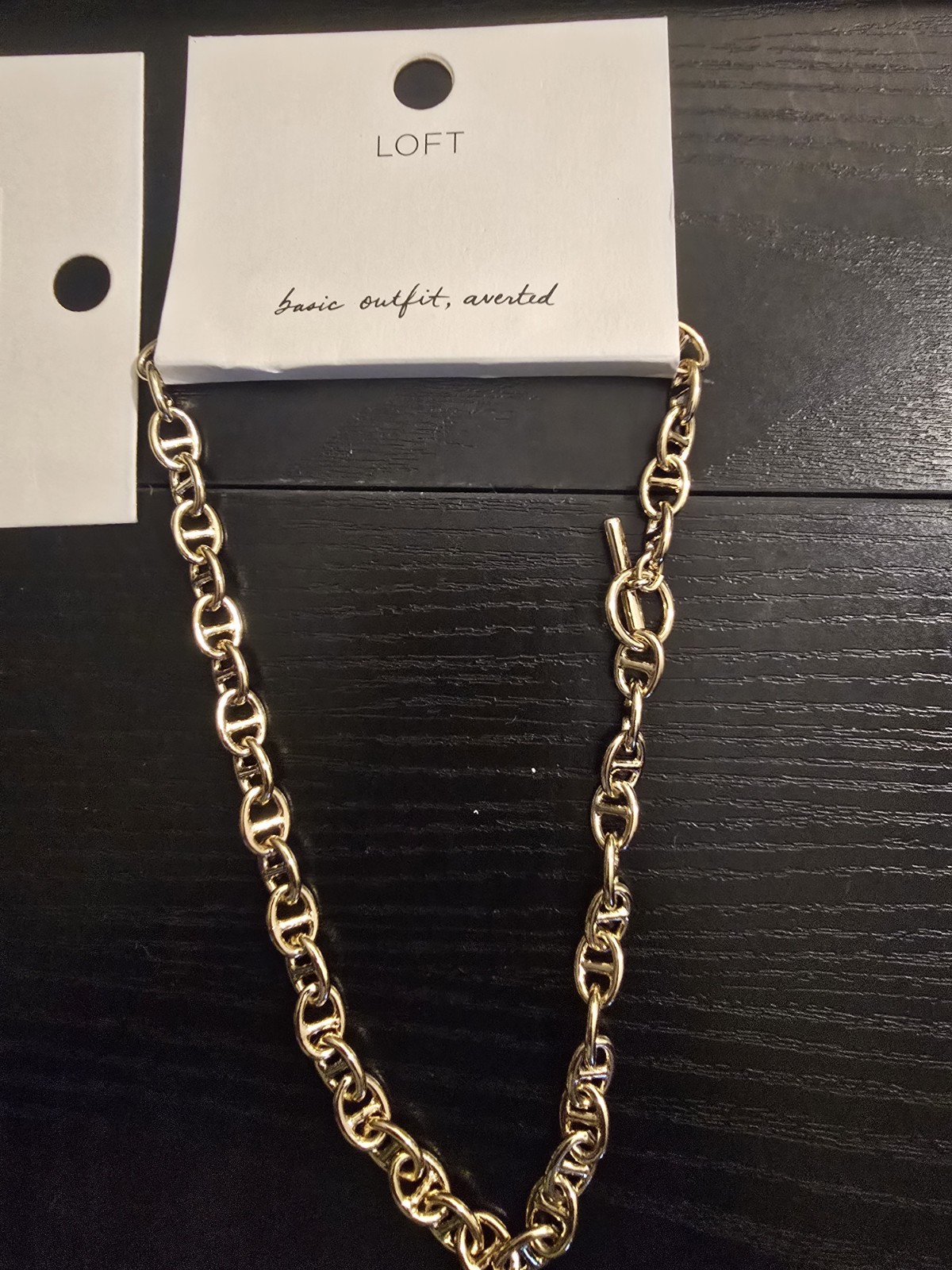 LOFT Gold Tone Cable Chain Necklace Toggle Closure Adjustable 12-18 in