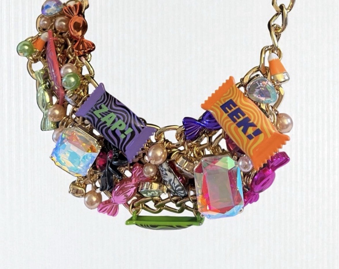 Betsey Johnson Necklace Halloween Candy Statement Chunky Charms Glow In Dark NWT