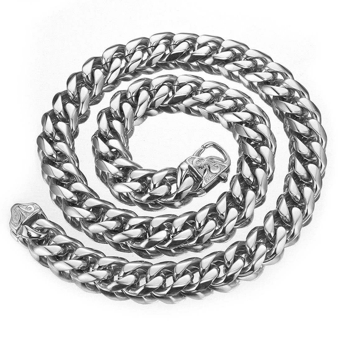 15mm Stainless Steel 18k Gold Plated Curb Cuban Chain Necklace Bracelet 8-40 in