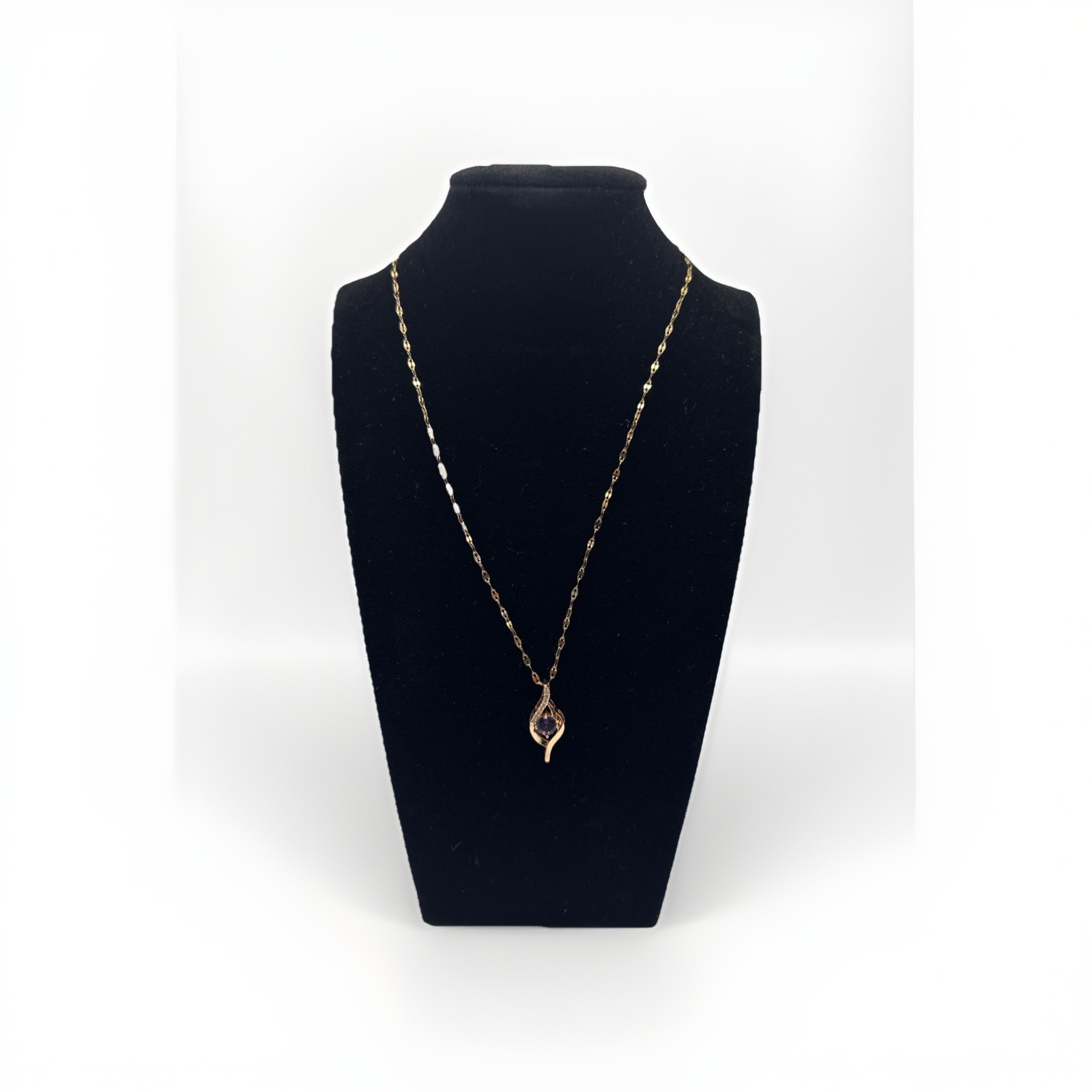 Stainless Steel Purple Gem Stone Necklace