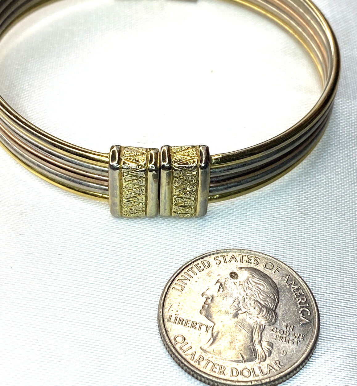 Stylish Tri-Color (Gold, Silver, & Rose gold) Hinged Bangle Bracelet