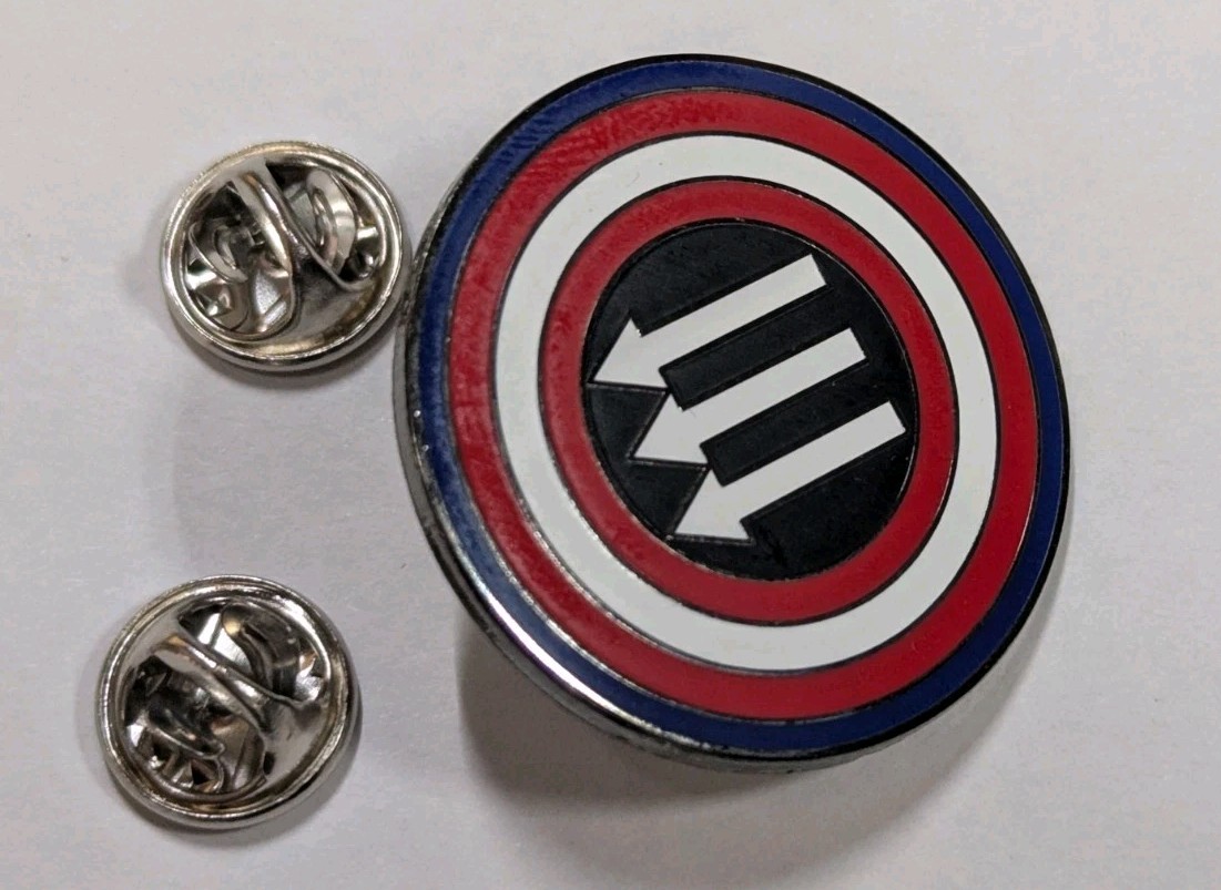 ENAMEL PIN, AMERICAN IRON FRONT