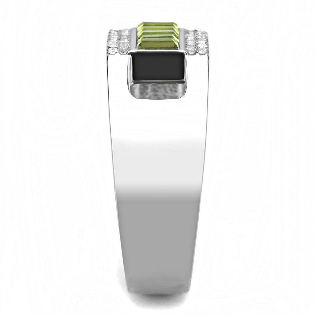 DA289 – High polished (no plating) Stainless Steel Ring with Top Grade Crystal