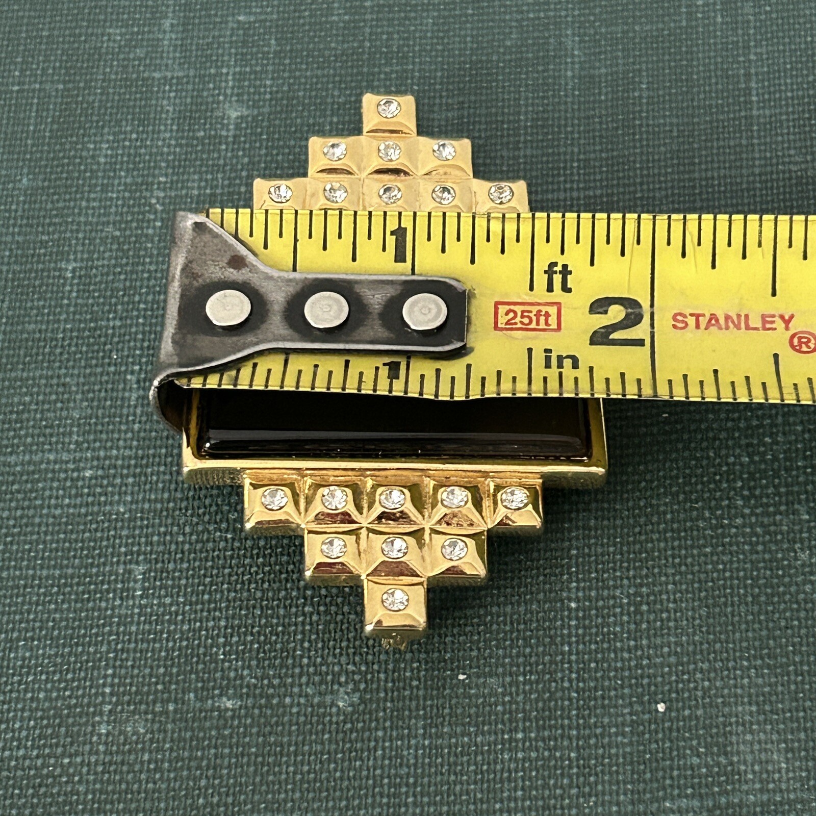 VTG 1980’s SMB Sandra Miller Burrows Brooch & Slide Pendant Gold Tone Blk Glass