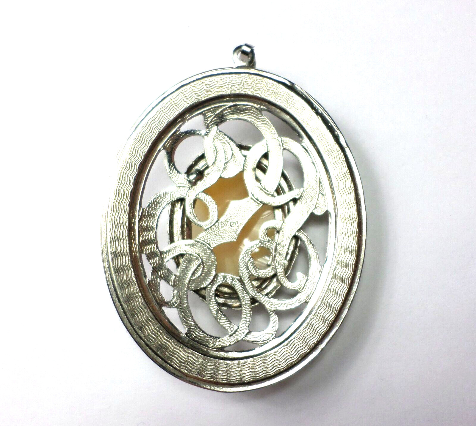 Vintage Woman Shell Cameo 30x22mm Facing Right XLarge Silver Pendant 84x55mm