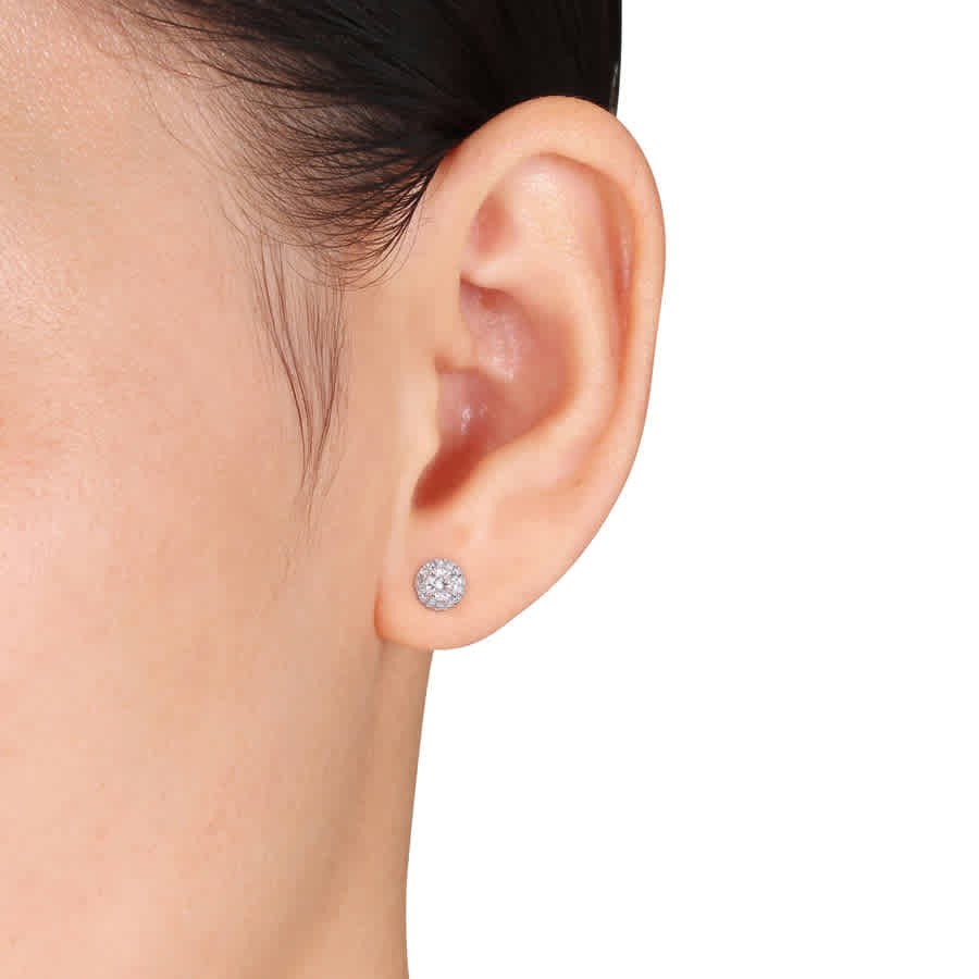 AMOUR 5/8 CT TDW Diamond Cluster Stud Earrings In Platinum