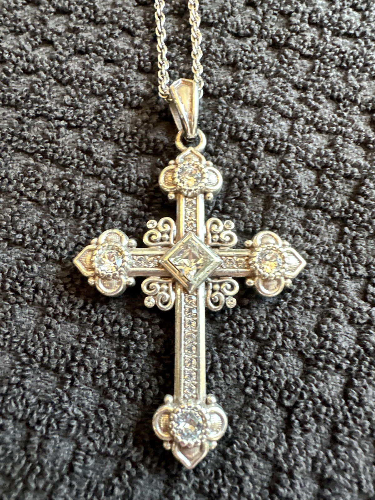 Brighton Women’s Alcazar Silver-Plated Cross Necklace Swarovski Crystals