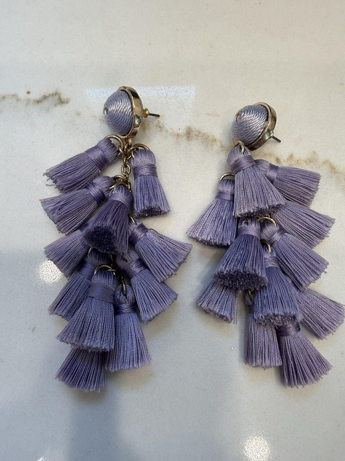 SUGARFIX Lavender Tassel Cluster Drop Post Earrings EUC