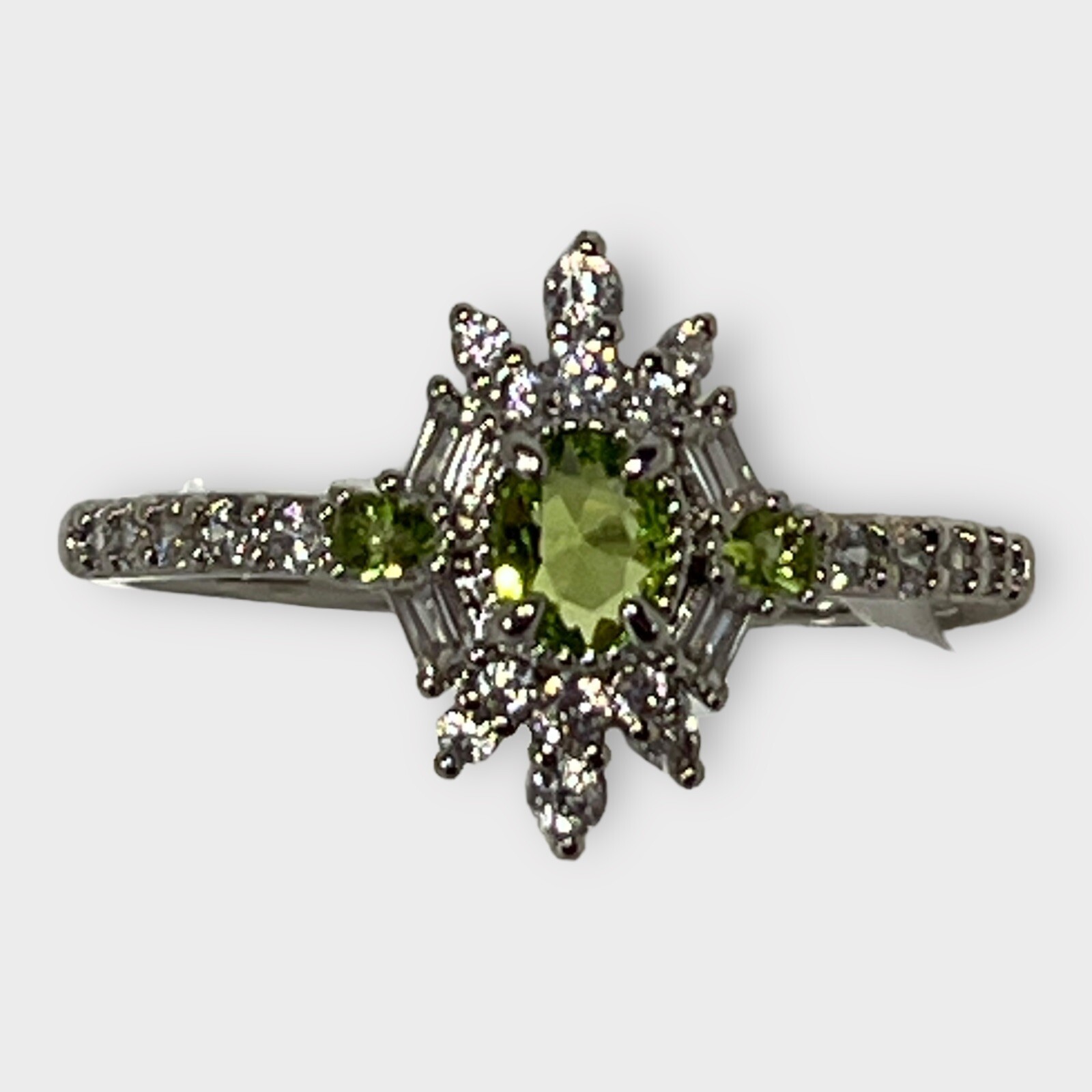 Love Is On The Way Lab Peridot Rhodium Pl Band Sz 11 BOMB PARTY RBP3684 15 NEW