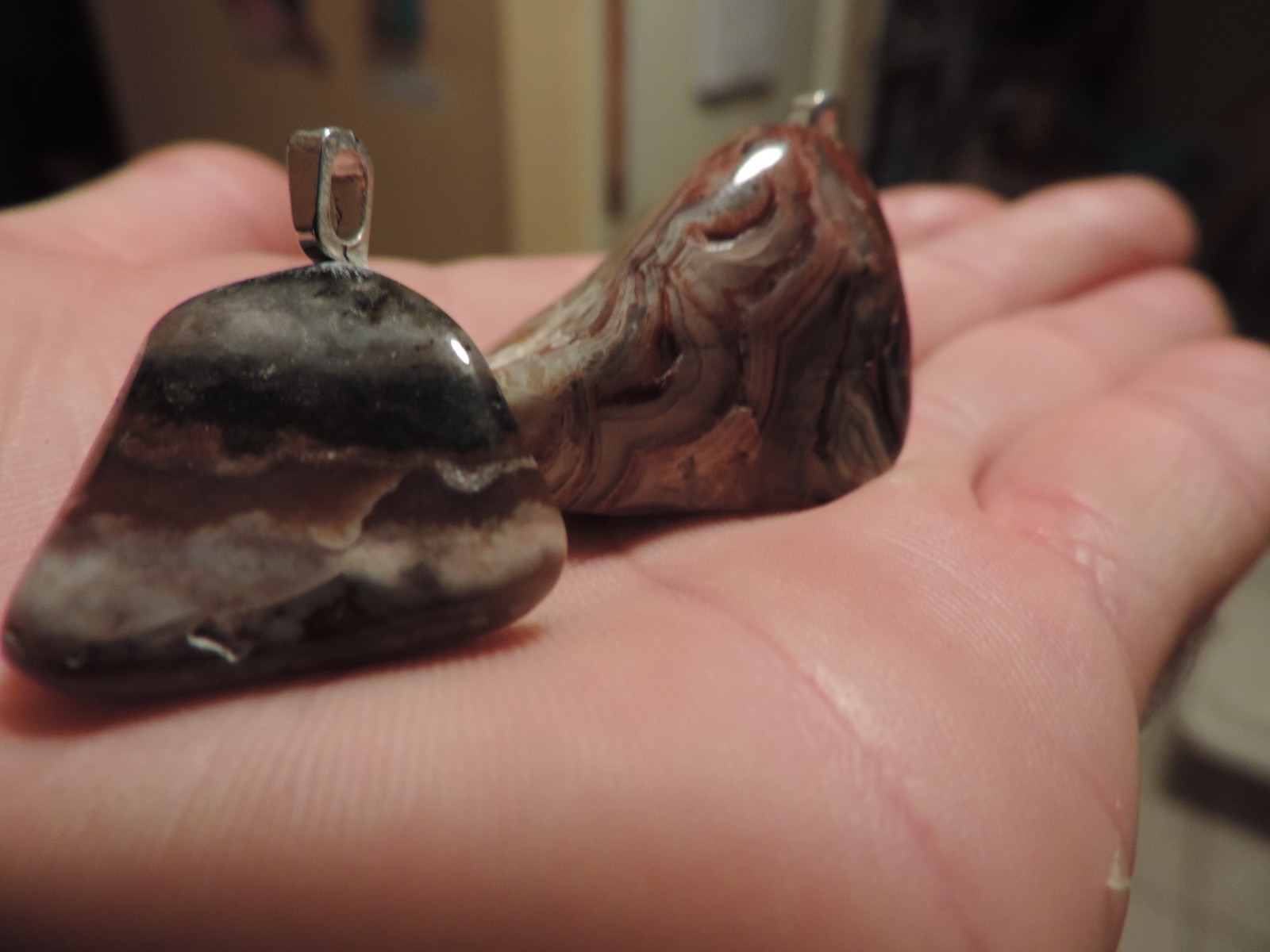 rock lot of 5 necklace pendants polished mixed types of rocks lot stone gem #4