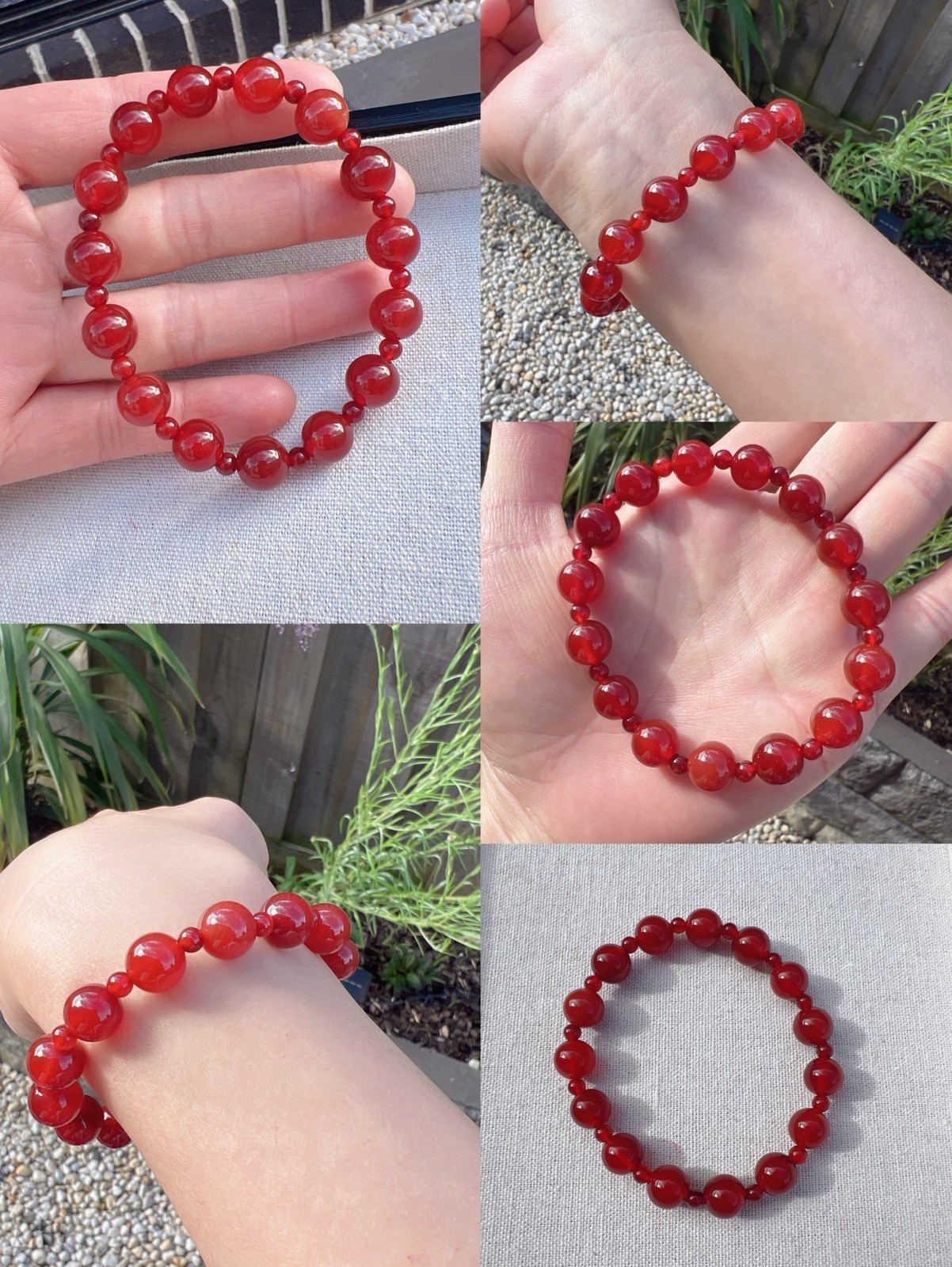 Beautiful Good Quality Natural Red Agate Beaded Necklace +Bracelet Jewelry Set