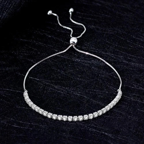 4.00Ct Round Simulated Diamond Women’s Fancy Bolo Bracelet 14K White Gold Plated