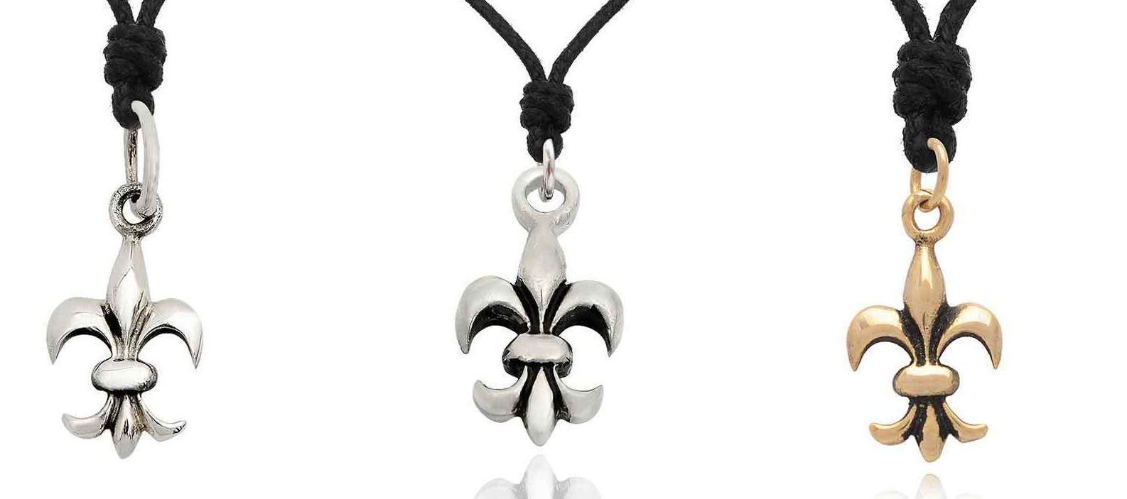 French Fleur De Lis 92.5 Sterling Silver Pewter Brass Necklace Pendant Jewelry