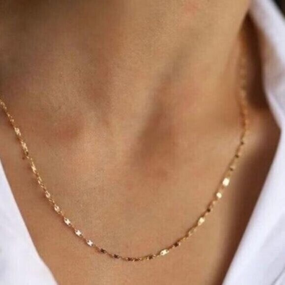 WATERPROOF Gold Chain Necklace Layering Necklace Dainty Gold Sparkle Chain