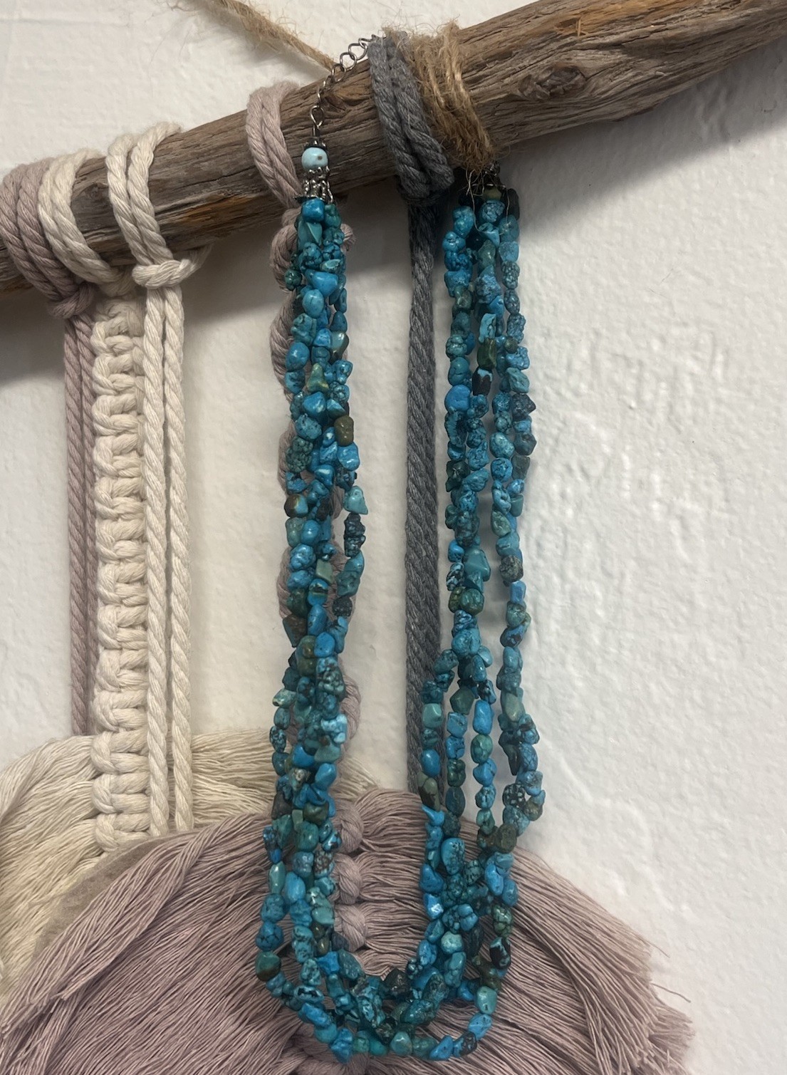 Turquoise Necklace 19” Multistrand, 60g, Stabilized, Color enhanced, 5-7mm