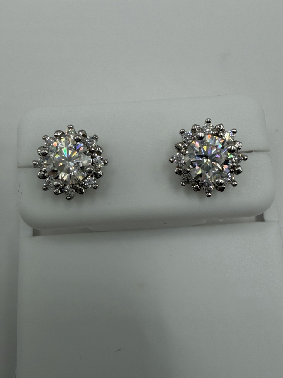 925 sterling silver Moissanite cluster push back earrings