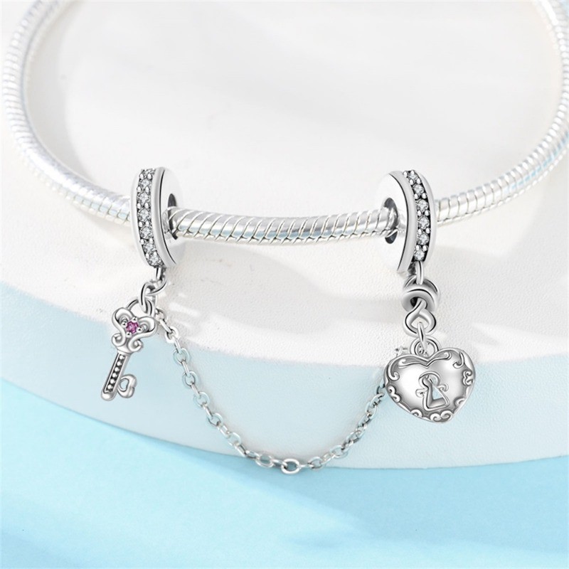 PANDACH 925 Sterling Silver Safety Chain Charm for Bracelet Stopper Spacer Charm