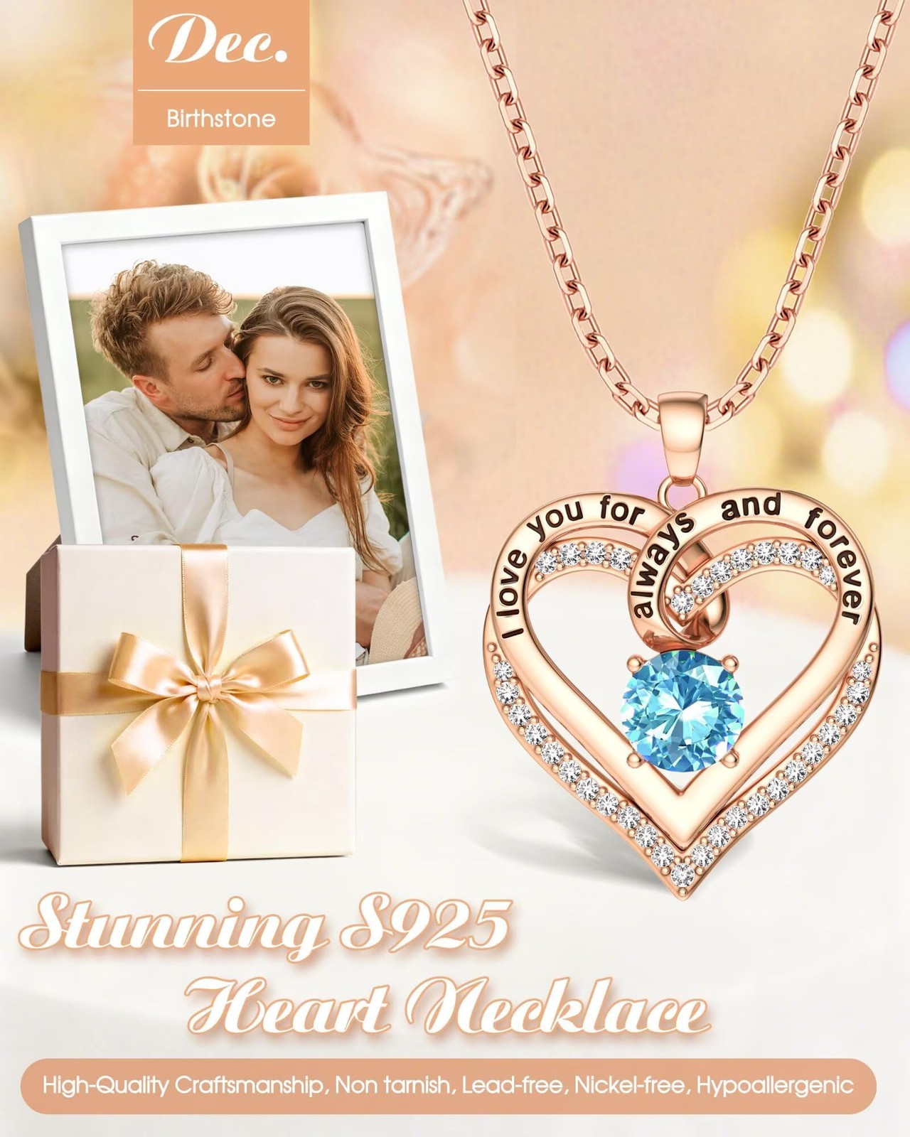 S925 Sterling Silver I Love You Heart Necklace Anniversary Birthday Gift for …