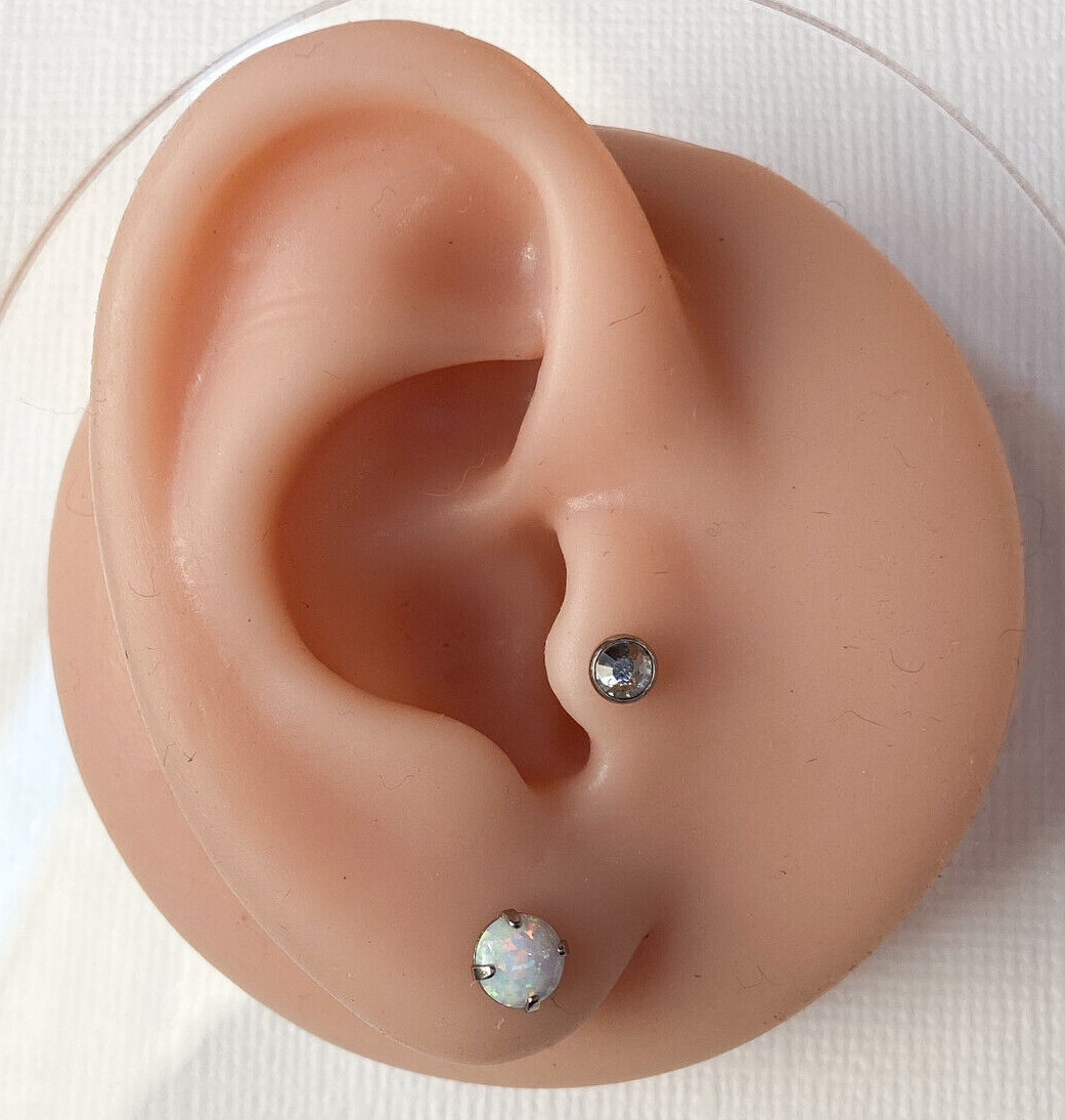 PAIR Prong Set Opal Earrings 316L Surgical Steel – choose from 2 colors, 3 sizes