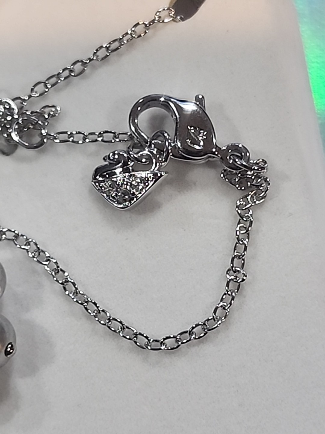 Swarovski Rumor Small Necklace Grey Crystal Pearls Clear Pavé Rhodium 40cm NIB