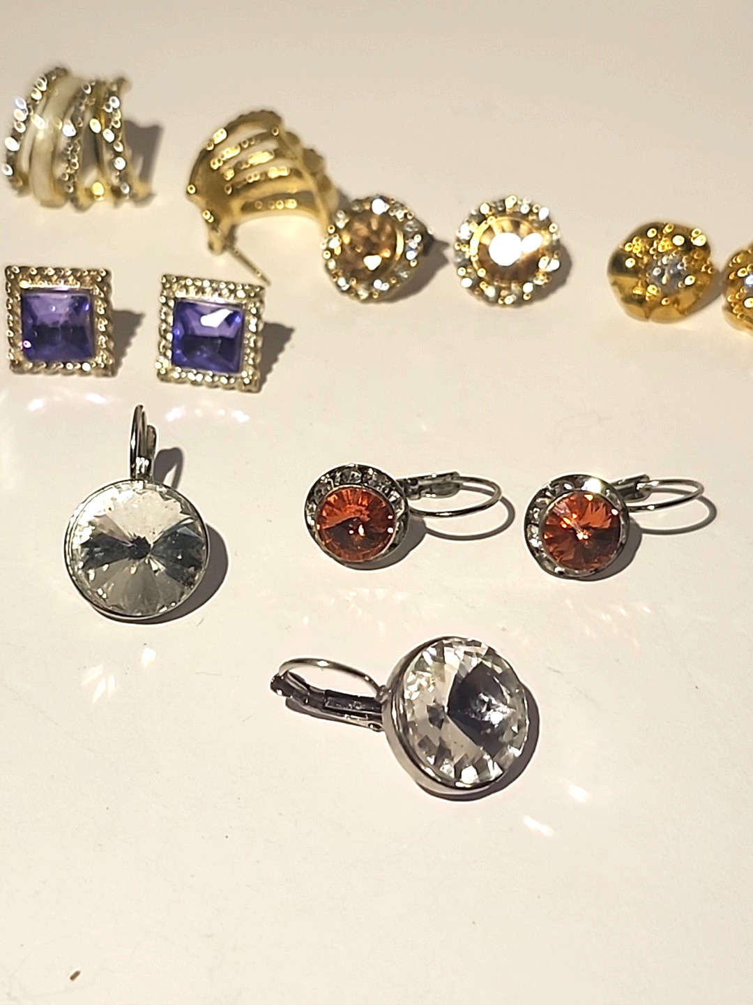 Rhinestone Earrings Assorted Colors Lot of 8 Pair
