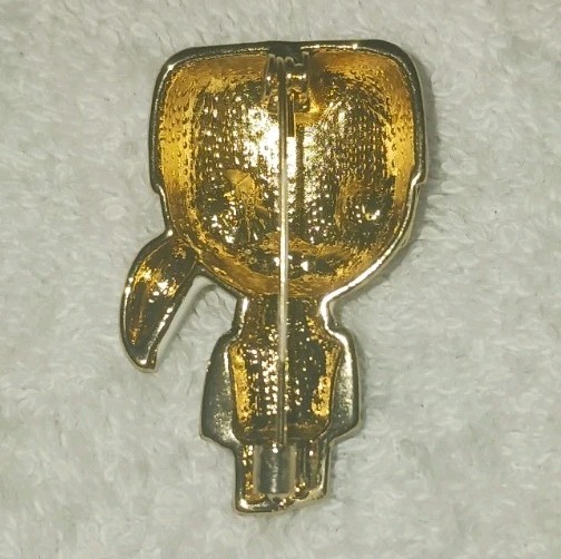 Karl Lagerfeld Brooch Pin Gold Tone + Enamel Character Figure