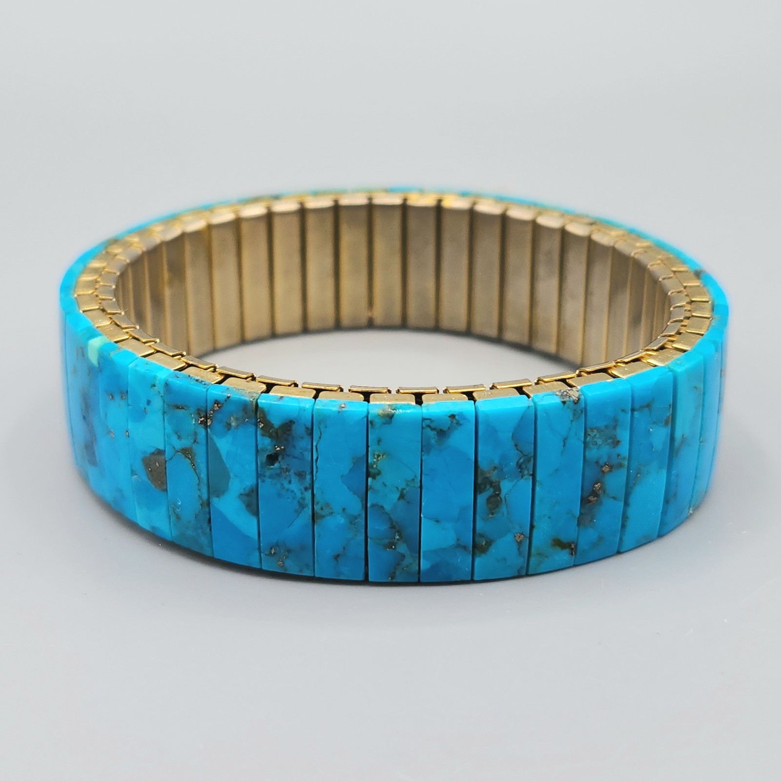 Vintage Turquoise Slab Expansion Stretch Bracelet 6.75″