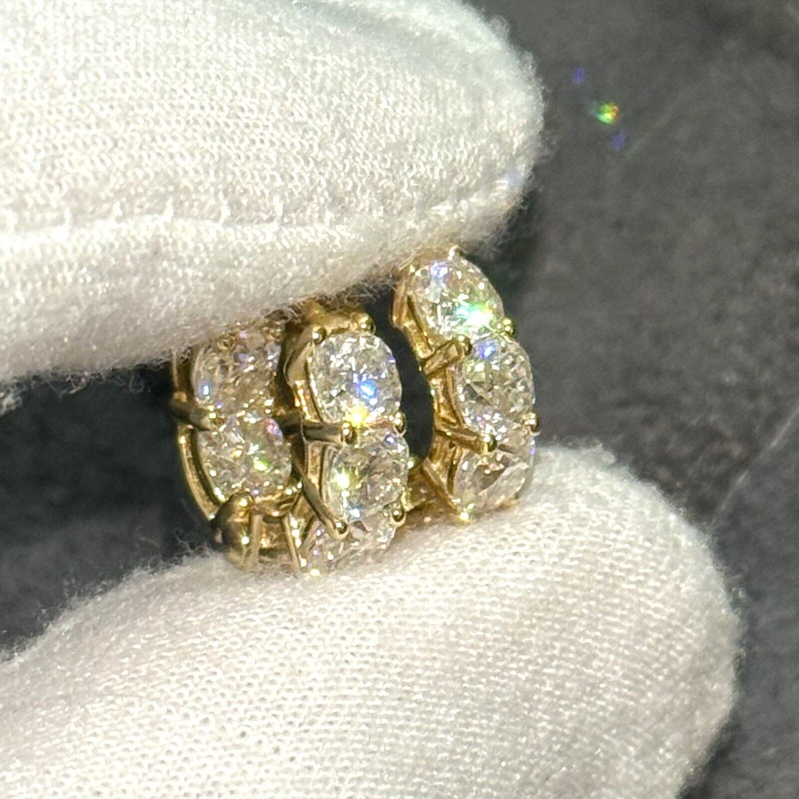 4.20 CTW Cushion Cut Moissanite Hoop Earrings Huggies – 925 Silver 14K Gold