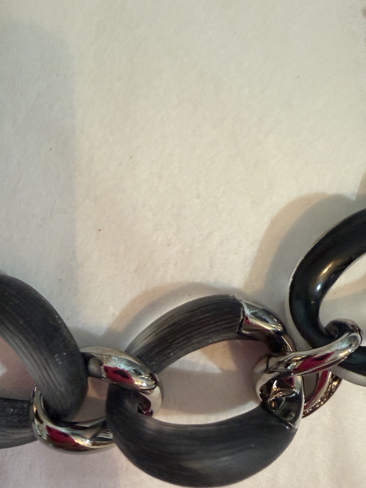 NWT Alexis Bittar Black Lucite Link Chain Necklace in Gunmetal