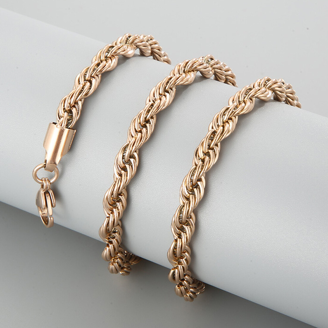 Stainless Steel Rope Chain Rose Gold Plated 20″22″24″ Men Women Necklace 2-8mm
