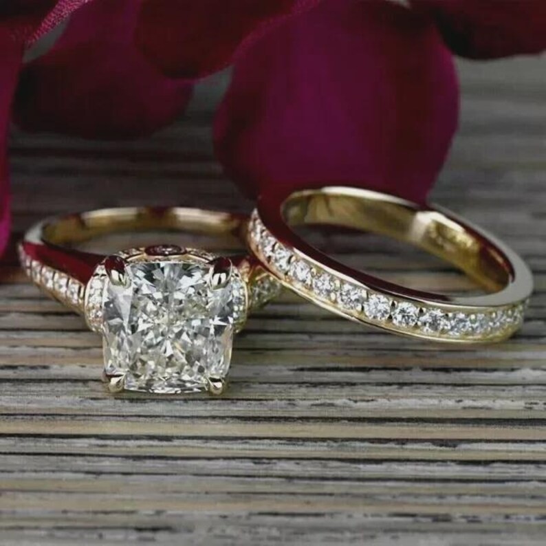 925 Sterling Silver Cushion Cut CZ Engagement Ring Pave Promise Ring For Her.