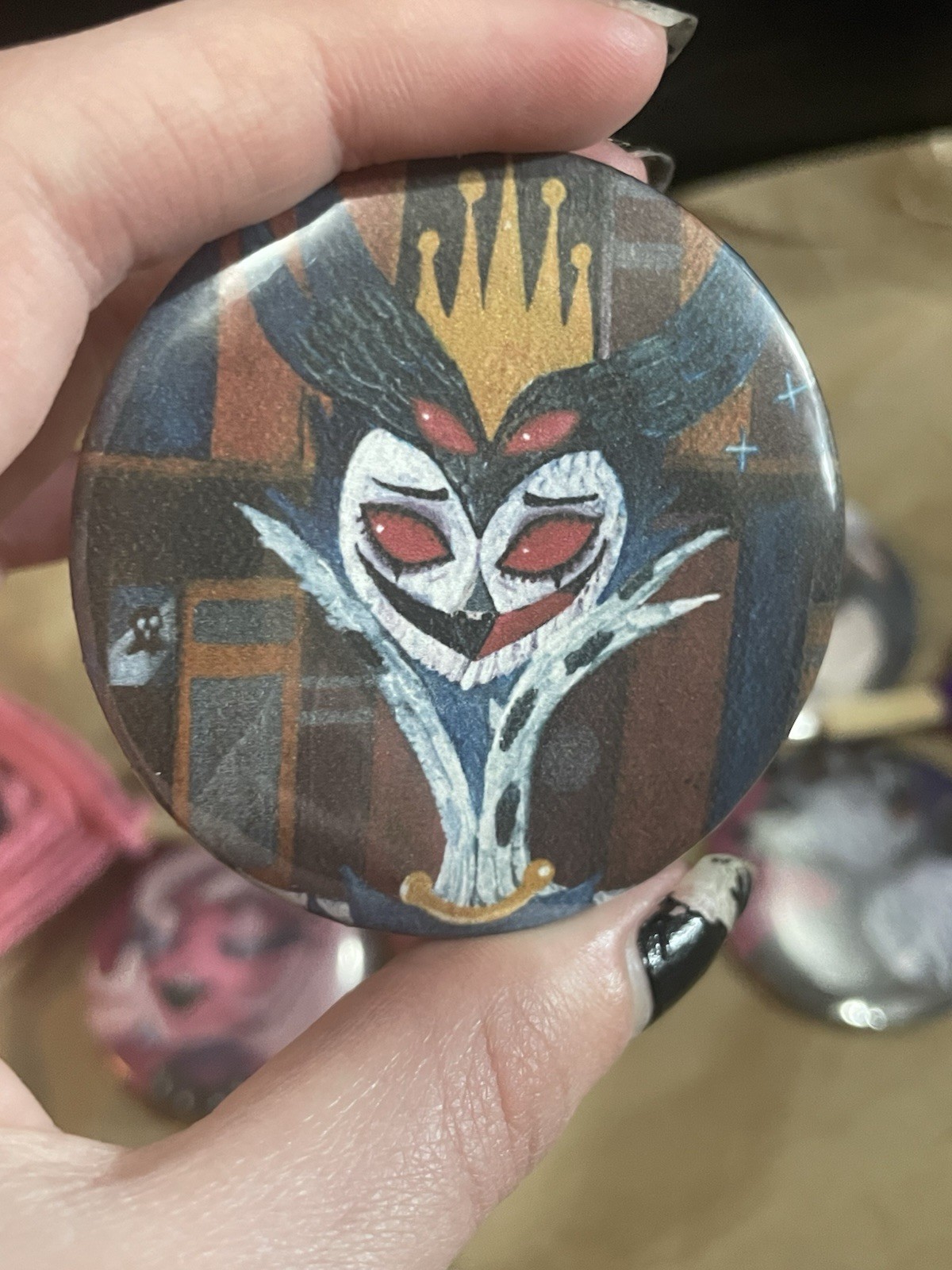8 Original Art Pins And 2 Cat Eyes (6 Big Helluva Boss Pins + 2 Small Pins)